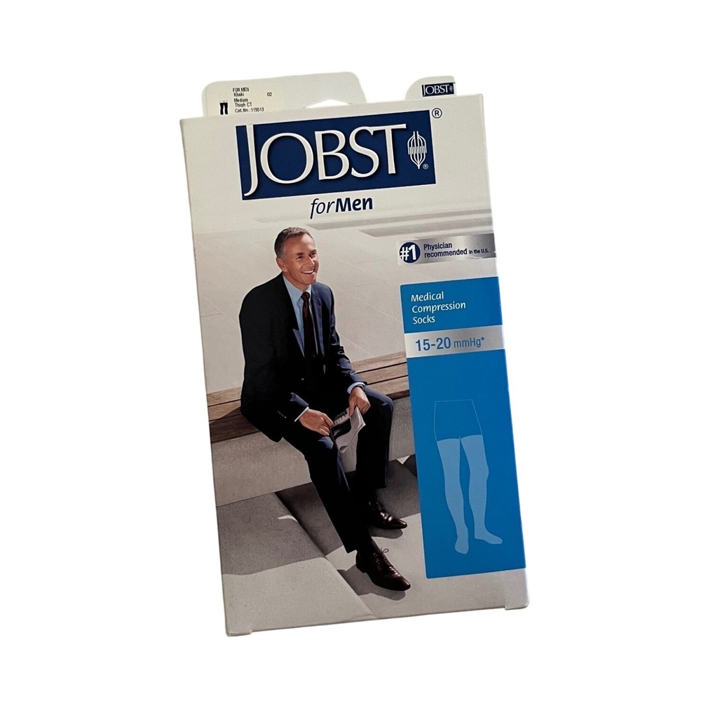 Jobst for Men 15-20 mmHg Compression Socks Khaki Medium Thigh CT 115513